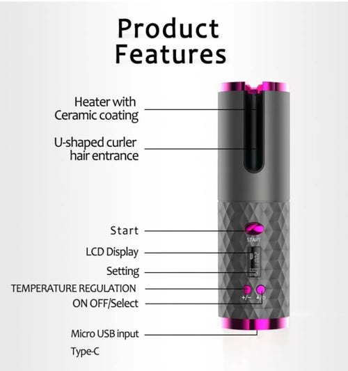 Cordless Automatic hair curler